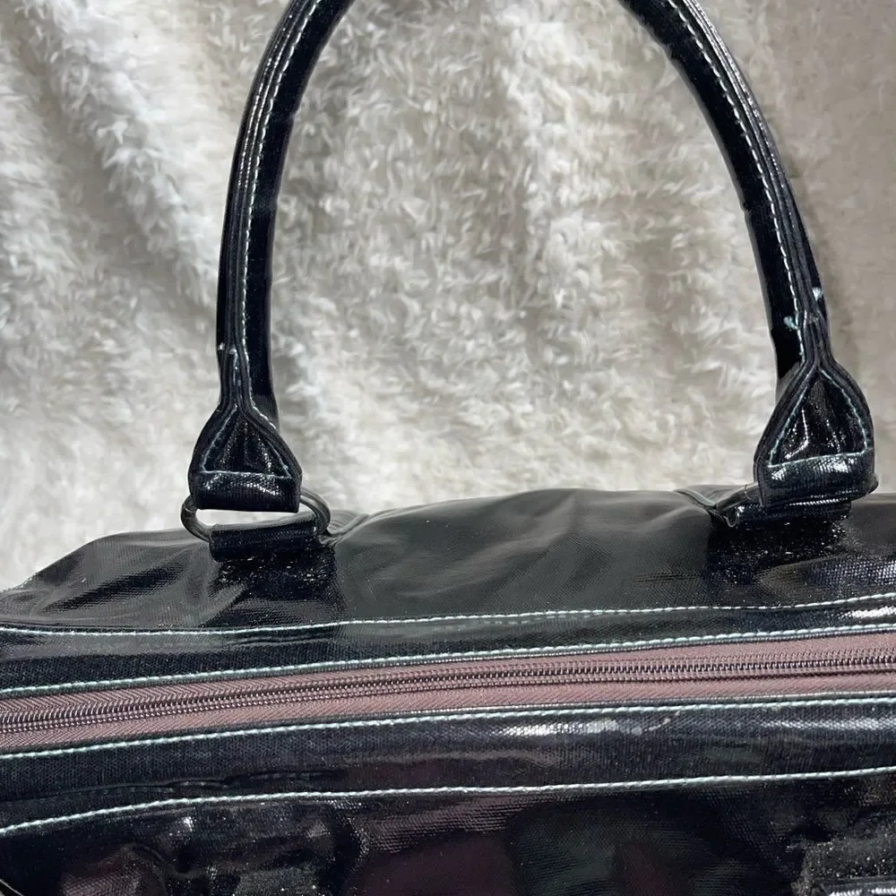 Urban Junket Black patent coated Canvas extra large JB laptop tote/shoul…